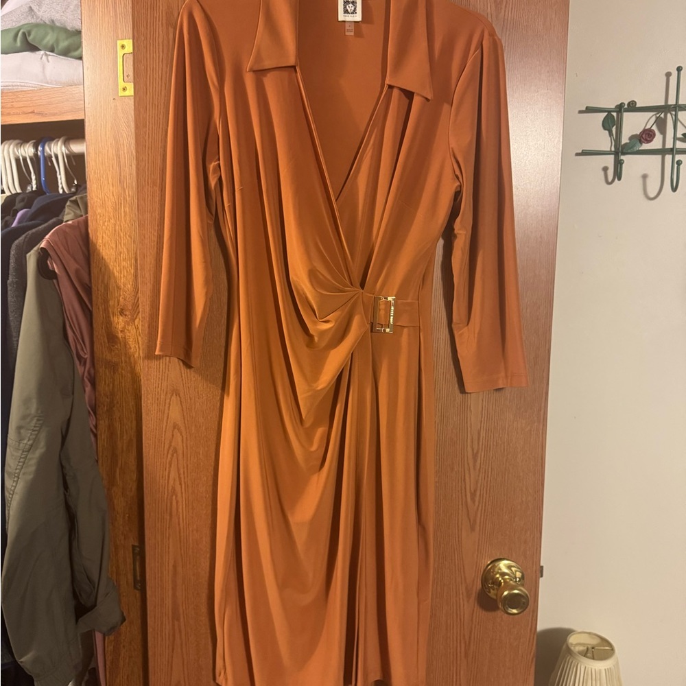 Anne Klein Rust Long Sleeve Dress